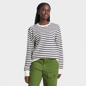 Cream and Blue Relaxed Crewneck knit